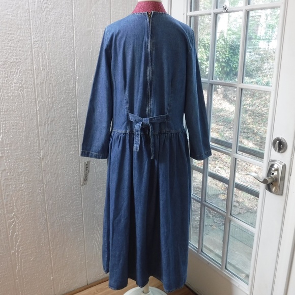 White House Blue Crewneck Long Sleeve Jean Dress - Picture 11 of 11